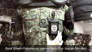 Black Stealth Professional Leather Neck ID with Key-Bak Mini Bak