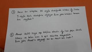 5.sınıf kesir problemleri Bütünden parçaya parçadan bütüne doğru #bulbulogretmen #kesir #problem