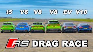 Audi R8 v RS e-tron GT v RS3 v RS6 v RSQ8 v RS5 DRAG RACE