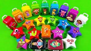 Finding Numberblocks in Pinkfong SLIME in Stars Suitcase CLAY Coloring Slime Mixing Random ASMR