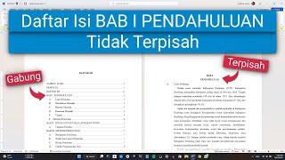 Cara Membuat Daftar Isi BAB I PENDAHULUAN Tidak Terpisah