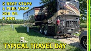 TYPICAL MOTORHOME TRAVEL DAY  200 MILES-5 HRS START TO FINISH  DIESEL FUELING  REST STOPS  EP231