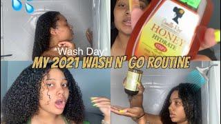 MY 2021 WASH N GO ROUTINE  EASY NATURAL HAIR *SATISFYING*