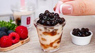 Homemade Miniature Boba Tea Recipe - Tiny Bubble Tea with Tapioca Pearls  ASMR Cooking Mini Food