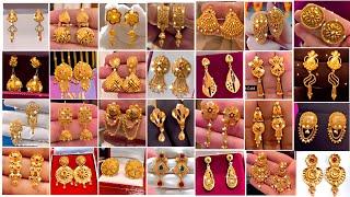 Latest Gold Tops Earrings Designs Light Weight Gold Earrings For Daily Wear With Price#earrings #34