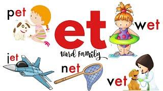 ET Word Family  wet pet net jet vet & met 