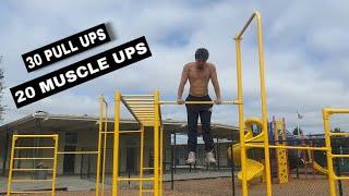 Doing Pull Ups And Muscle Ups At The Park