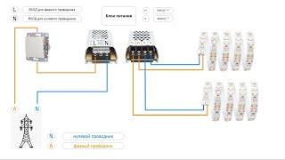 Подключение светодиодной LED ленты от выключателя