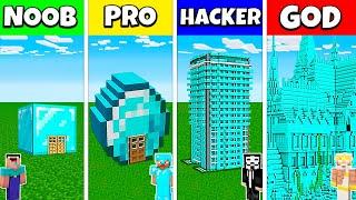 Minecraft Battle NOOB vs PRO vs HACKER vs GOD DIAMOND BLOCK HOUSE BASE BUILD CHALLENGE  Animation