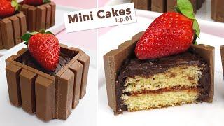 Mini Vanilla Cakes with Chocolate Ganache and Strawberry Jam  Mini Cakes Ep.01