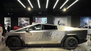 Bullet-Riddled Tesla Cybertruck at the Petersen Automotive Museum