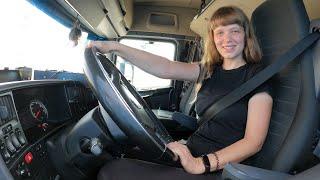 Young female truck drivers daily routine