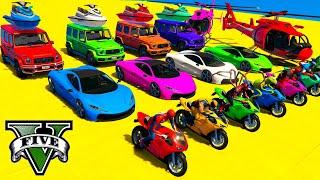 GTA V SPIDERMAN CRAZY CAR RACING WITH SUPER CARS MOTORCYCLE WITH TREVOR EPIC STUNT MAP CHALLENGE