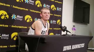 Payton Sandfort reacts to recording the first triple-double in Iowa mens basketball history