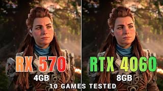 AMD RX 570 vs Nvidia RTX 4060  10 Games Test  How Much Performance Increase If You Upgrade?