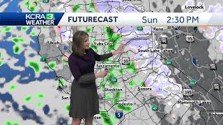 California forecast  Sierra snow slowly eases A few Valley downpours on Sunday