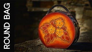 Круглая женская сумка из кожи с тиснением+ВЫКРОЙКАRound woman bag