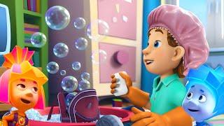 Cleaning Fun with BUBBLES   The Fixies  Animation for Kids