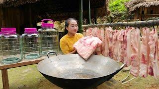 PORK OIL FRY  COOKING OIL From Pork Fat  Preliminary recipe & Preserving 365 Days  Ly Thi Tam