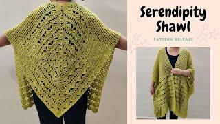 Serendipity Shawl - Crochet Poncho Shawl Pattern - Available on Etsy and Ravelry