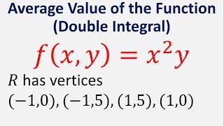 Find the average value of fxy = x^2*y over the given rectangle.