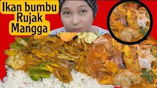 Ikan bumbu rujak mangga muda kol dan paprika Jeng Dewi makan lahap sekalimukbang Indonesia