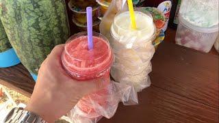 역대급 태국 파인애플 주스와 땡모빤  Cool watermelon juice and pineapple juice - thai street food