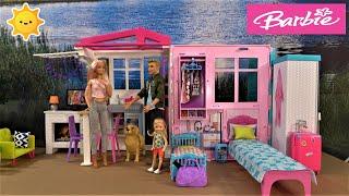 Barbie and Ken New Vacation Home Story with Barbie Sister Chelsea and Barbie Lake Home Biking Fun