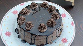 No Egg No Oven Chocolate Cake with Buttercream  how to make cake at home without egg & oven