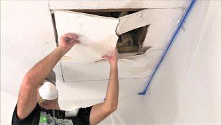 Cutting Out Drywall Ceiling from Roof Leak Step by Step