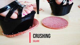 Stepping on salami with high heels #shoes #crush #asmr #legs #foot