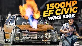 1500HP “Rust Bucket” Honda BEATS EVERYONE WINS $20000 Worlds Fastest EF Civic