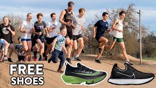 INSANE Foot Race on BMX Track Winner gets ANY Pair of Shoes