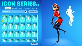 ALL ICON SERIES DANCES & EMOTES IN FORTNITE Elastigirl Skin