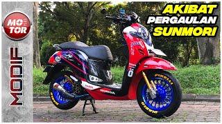 Honda Scoopy Racing Look Pakai Knalpot Akrapovic  Motor Plus Modif