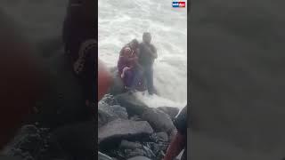 Watch Woman Swept Away By A Giant Wave At Bandra Bandstand #ytshort