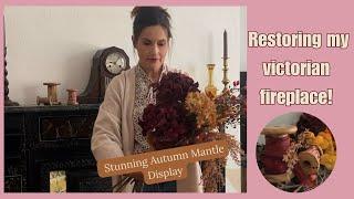 Victorian Fireplace Restoration + Elegant Autumn Mantle Decor