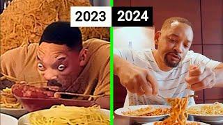 Will Smith Eating Spaghetti AI Video - 2023 vs 2024