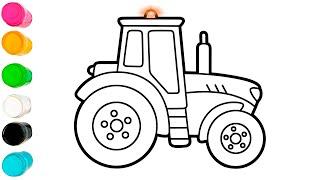 Belajar menggambar traktor Cara menggambar traktor yang cantik untuk anak dan balita.