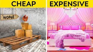 RICH vs BROKE ROOM MAKEOVER  Building SECRET ROOM at SCHOOL Coolest DIY Hacks by 123GO CHALLENGE