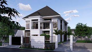 Rumah Tropis 2 Lantai + Kolam Renang pribadi 115 x 22 meter