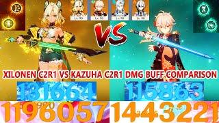 Xilonen C2R1 vs Kazuha C2R1 DMG Buff Comparison  Neuvillette & Arlecchinno Team Test