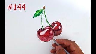 BASİT KİRAZ ÇİZİMİ  KİRAZ NASIL ÇİZİLİR  MEYVE ÇİZİMLERİ EASY CHERRY DRAWING   #144