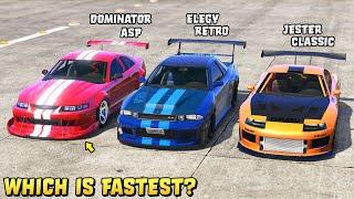 GTA 5 - DOMINATOR ASP vs ELEGY RETRO CUSTOM vs JESTER CLASSIC - Which is Fastest?