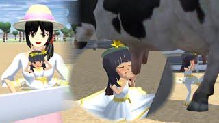 Baby sucks cows milk.  Sad Story  Sakura School Simulator
