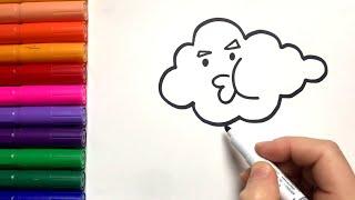 How to Draw Cloud Easy Step by Step  Simple Drawings  Kawaii