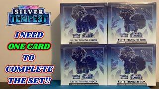 Opening FOUR SILVER TEMPEST Elite Trainer Boxes to hunt for MY FINAL CARD pokemon card opening