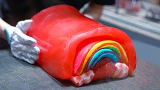 【PAPABUBBLE｜パパブブレ】レインボーキャンディーの作り方｜Handmade Rainbow Candy Making｜Japanese Street Food｜사탕 수제캔디｜手工糖果