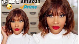 $18 AFFORDABLE WAVY BOB WIG WITH BANGS AMAZON PRIME WIG