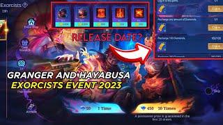 GRANGER AND HAYABUSA EXORCISTS EVENT 2023 TOKENS RELEASE DATE  MLBB FREE SKIN EVENT